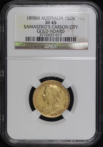 1898M Australia Gold 1 Sovereign NGC XF-45 Samaszko's Carson City Gold Hoard