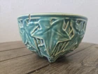Vintage McCoy Pottery Hanging Planter Ivy Leaves Teal MCM Retro Art Deco