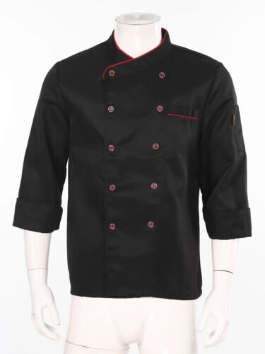 Men Women Chef Jacket Professional Cooking Coat Canteen Hotel Restaurant Work - Picture 43 of 95
