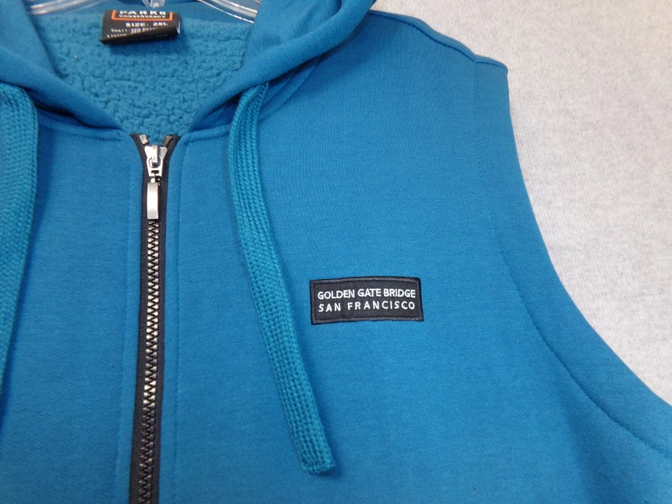 Golden Gate National Parks Conservancy Hooded Vest Mens Teal Blue 2XL San Fran - Image 3 of 4