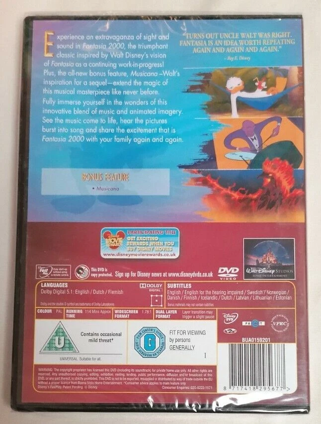 DVD - *New / Sealed* Disney Fantasia 2000 Special Edition DVD PAL Region 2 UK - Image 2 of 2