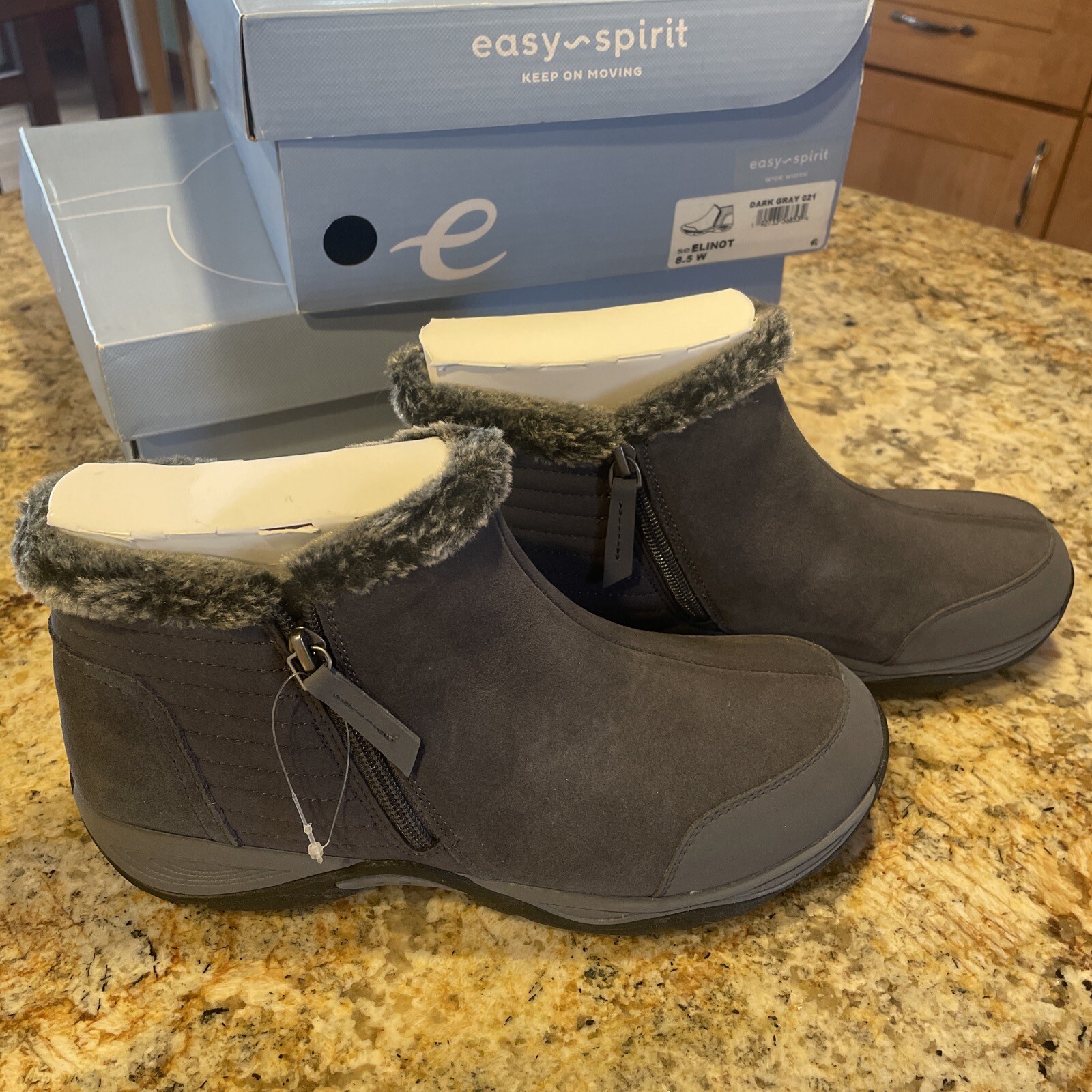 Easy Spirit Ankle Boots Size 8.5 W Elinot Dark Gray New In Box eBay