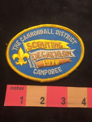 Vtg 1978 CANNONBALL DISTRICT SCOUTING DECATHLON CAMPOREE Boy Scout Patch 87V7