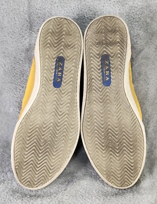 Zara Man Shoes Mens Size 9 Yellow Blue Distressed Style 