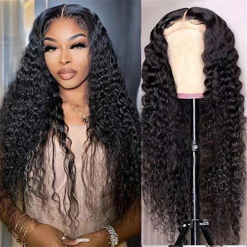 Lace Frontal Echthaar Perücke Wasserwelle lockig transparent lose tiefe Welle Wig - Bild 7 von 8