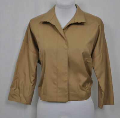 NWT $465 PER SE WASHED SILK DROPPED-SHOULDER BOXY KHAKI JACKET sizes 4 6 8  12