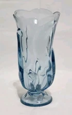 Vintage Fenton Salem Blue Glass Stylized Vase 8 1/4" Tall