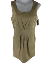 Mossimo Womens Khaki Sleeveless Midi Dress Size 8 Stretch Cotton