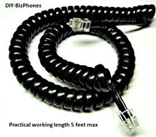 2-Pack Black Short 9Ft Sony Phone Handset Cord Corded Receiver Curly Telephone