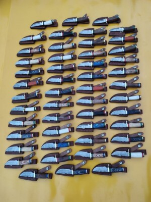 Lot of 100 HANDMADE DAMASCUS STEEL SKINNER HUNTING KNIVES 6inch