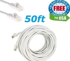 Lot of 60pcs 50FT RJ45 CAT5 ETHERNET LAN NETWORK PATCH CABLE For PC Xbox white