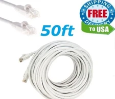 Lot of 60pcs 50FT RJ45 CAT5 ETHERNET LAN NETWORK PATCH CABLE For PC Xbox white