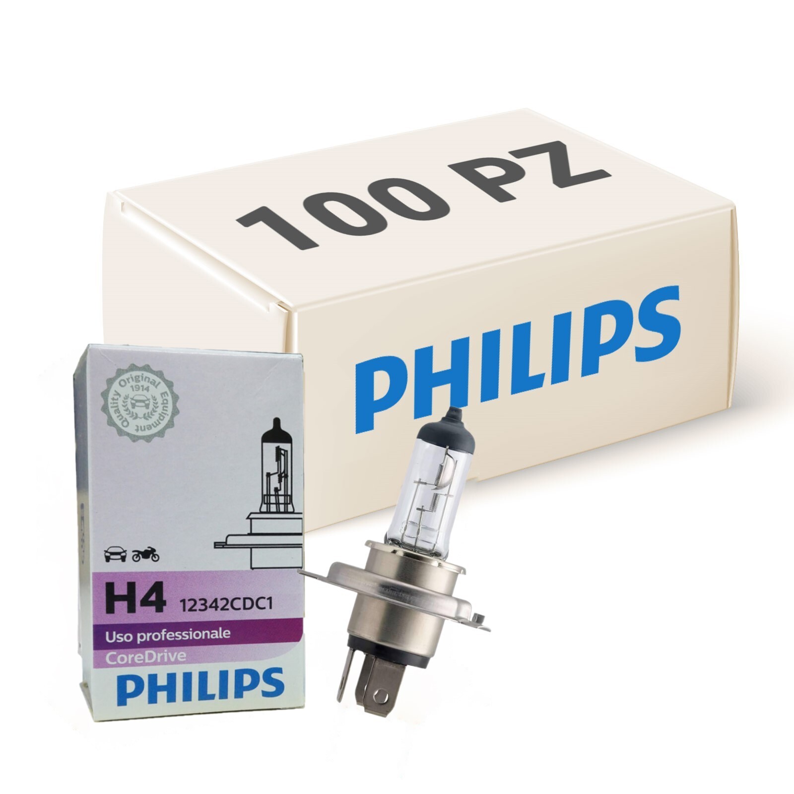 LAMPADE PHILIPS H4 12V 60/55W (100 PEZZI) COD. 12342PROQC1