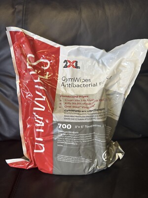 Gym Wipes Refill Unscented Bag Of 700 Wipes/Pack 8  X 6 