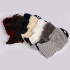 Women Boot Socks Knitted Warmer Faux Fur Cuffs Toppers Ankle Leg Plain Stockings