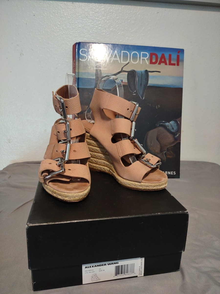 Alexander Wang Blush Pink Jo Gladiator Wedge sandals sz 38