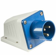 240V 32A 3 PIN BLUE SITE INDUSTRIAL PLUGS & SOCKETS APPLIANCE INLET & PANEL