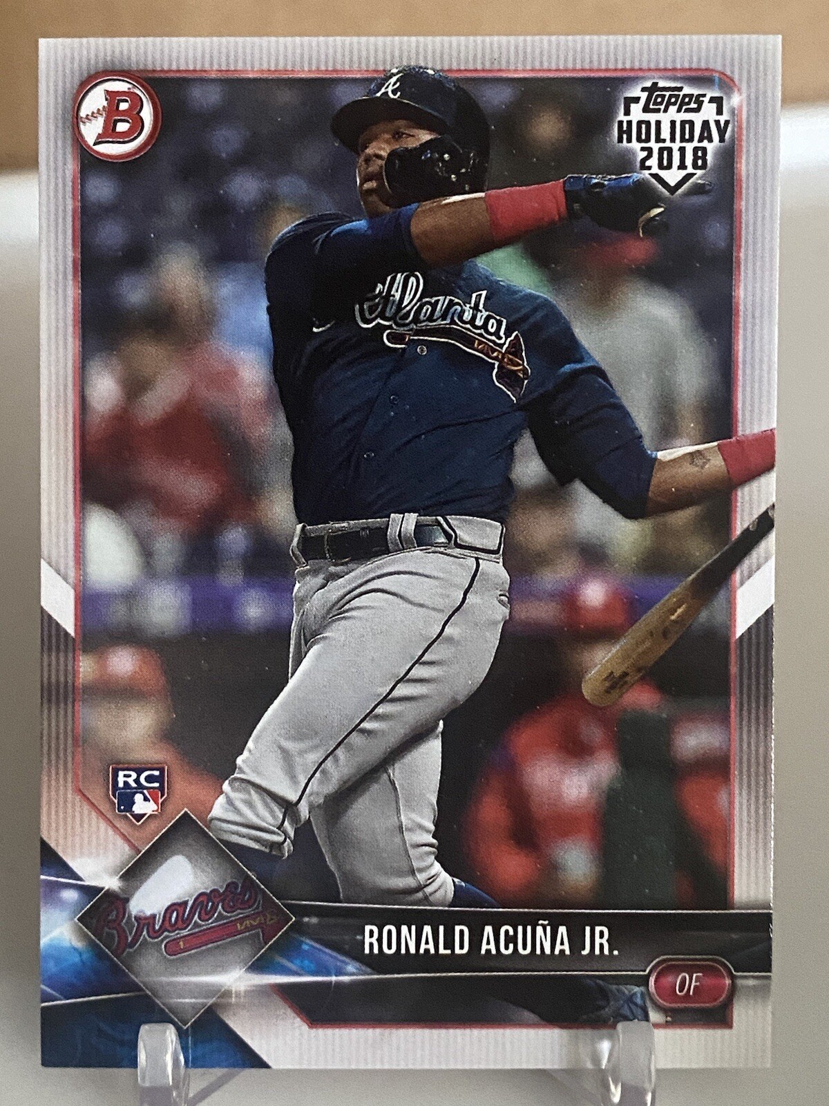 2018 Bowman Holiday Ronald Acuna Jr. Braves Rookie Baseball Card #TH-RAJ