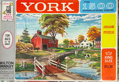 Milton Bradley York Puzzle * Springfield Massachusetts * 1500 Teile (1 Teil fehl