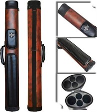 2X2 Hard Cue Case Oval Pool Cue Billiard Stick Carrying Case A03-Brown