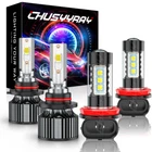 for Fiat 500 2012-2019 6500K Combo 4pcs LED Headlight + Fog Light Bulbs Kit