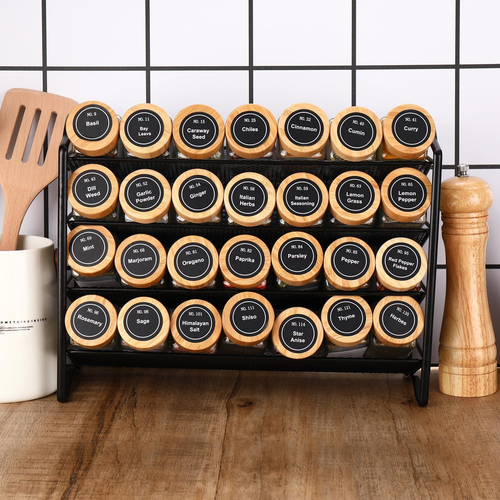 DIMBRAH Spice Jars with Label 24Pcs,Seasoning Containers,Glass Spice Jars with B - Picture 5 of 12