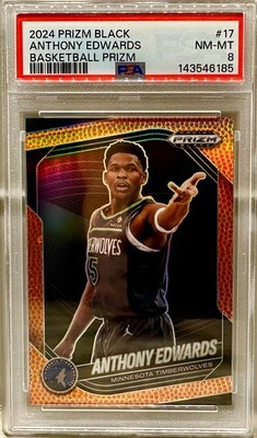 JERSEY NUMBER MATCH! 2024 Panini Prizm Black Anthony Edwards 5/225! BASKETBALL!