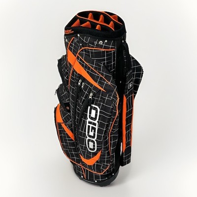 OGIO Shredder Cart Golf Bag 15-Way Divider Black/Orange w/ Rain