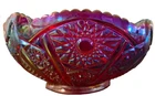 Vintage Indiana Glass Heirloom Sunset Red Carnival Glass Bowl 8.5in