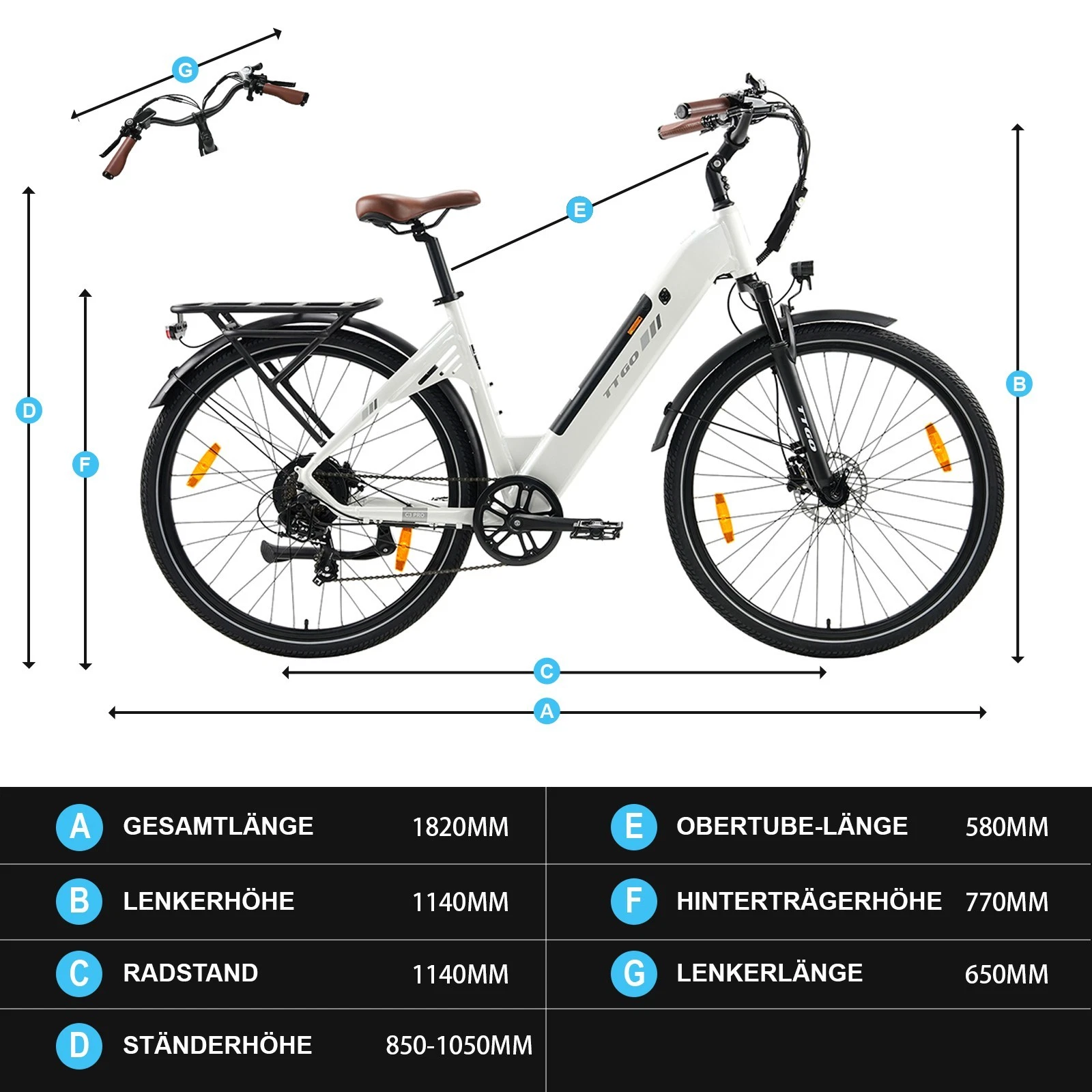 TTGO C3 PRO Electric Bike 20AH 28" 36V 250W Shimano 7 Speed E-City Bike 2025 - Picture 18 of 21
