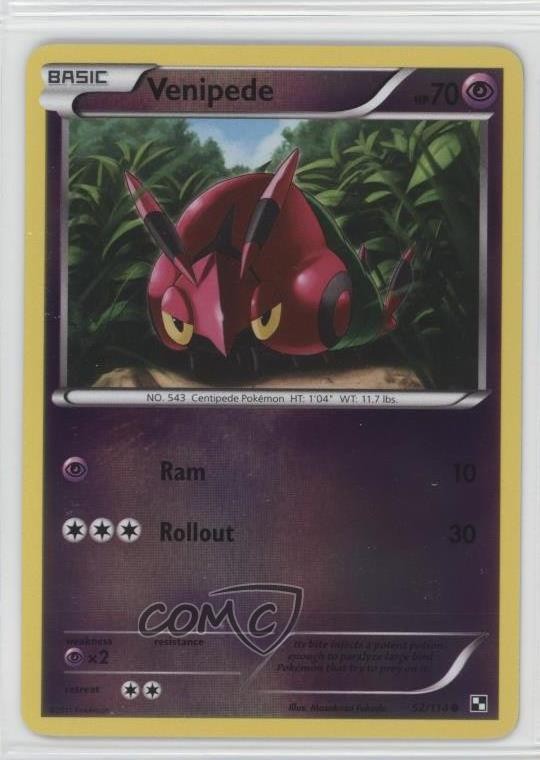 Venipede Reverse Foil Pokemon Black & White Base Set #52