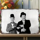 [2D Flat] Vintage Laurel and Hardy Tin Metal Signs Home Décor Retro Black & Whit