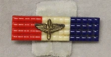 WWII era Sweetheart Pin: Red, White & Blue Plastic "Ribbon" Bar w/AAF Wing Prop