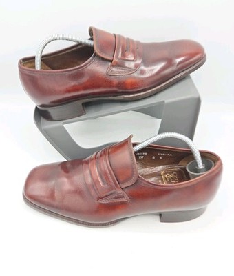 Crockett & Jones Vintage burgunderfarbene Penny-Loafer UK-Größe 6 E Wilton Slipper Schuhe