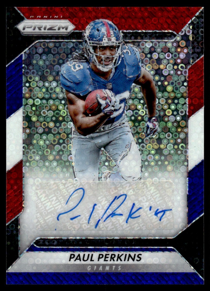 Paul Perkins Panini Prizm Rookie Autograph Prizm #RAPPK Red/White/Blue Disco
