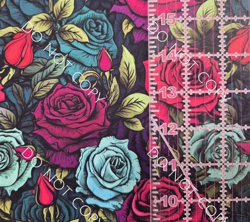 100% Cotton Woven Novelty Fabric Roses Floral Flowers By The 1/4 Yard 9x56