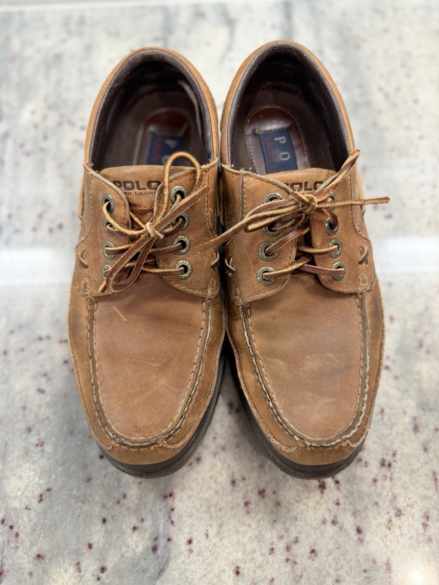 GOOD Rancourt & Co x Polo Ralph Lauren Natural Brown Boat Shoe Fleece Lined 12 D Ralph Lauren X Rancourt & Co Telford Boat Shoes 11.5D / Made  main image 3