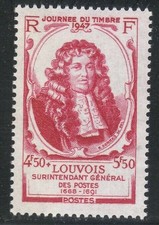 France 1947 MNH Mi 772 Sc B218 François Michel le Tellier de Louvois.Stamp Day**