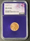 1939-S Lincoln Wheat Penny 1C - NGC MS65 RD (Red) - Certified Mint State