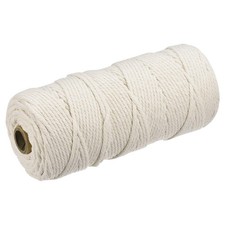 Cotton Rope Twine String Twisted Braided Cord, Beige 100m/109 Yard