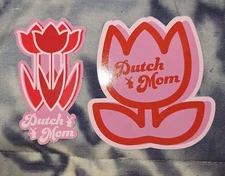 Dutch Bros Mom sticker set PINK RED Single big tulip & small trio May 2025