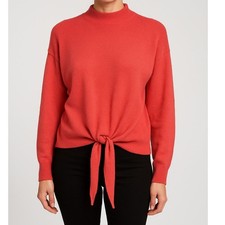 Ann Taylor LOFT XS Tie Waist Sweater Acrylic Nylon Wool Pink Mock Neck
