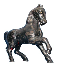 Prancing Horse Cast Iron Black Paint Antique Bank Original A. C. William 1910-20