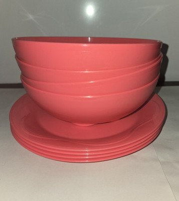 Tupperware Open House Set 4 Salad Bowls 700ml/24oz & 8inch Dessert Snack Plates 