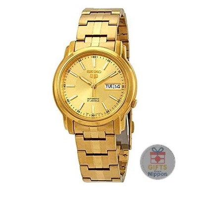 Seiko 5 SNKL86K1 Men's 37mm Gold-Tone Stainless Steel Automatic Watch New