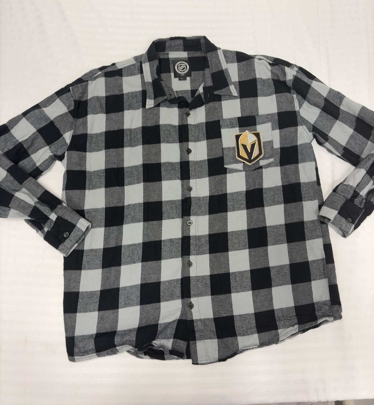 Vegas Golden Knights Mens Long Sleeve Large Vgk Nhl Hockey Flannel Button Front