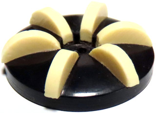 VINTAGE 1920'S 1930'S ART DECO CELLULOID BUTTON BLACK w/6 INLAID IVORY PIECES