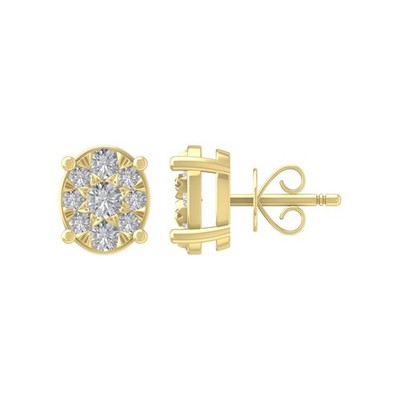 10 Karat Gelbgold 0,13 kt im Labor gezüchteter Diamant Verbund Ohrstecker