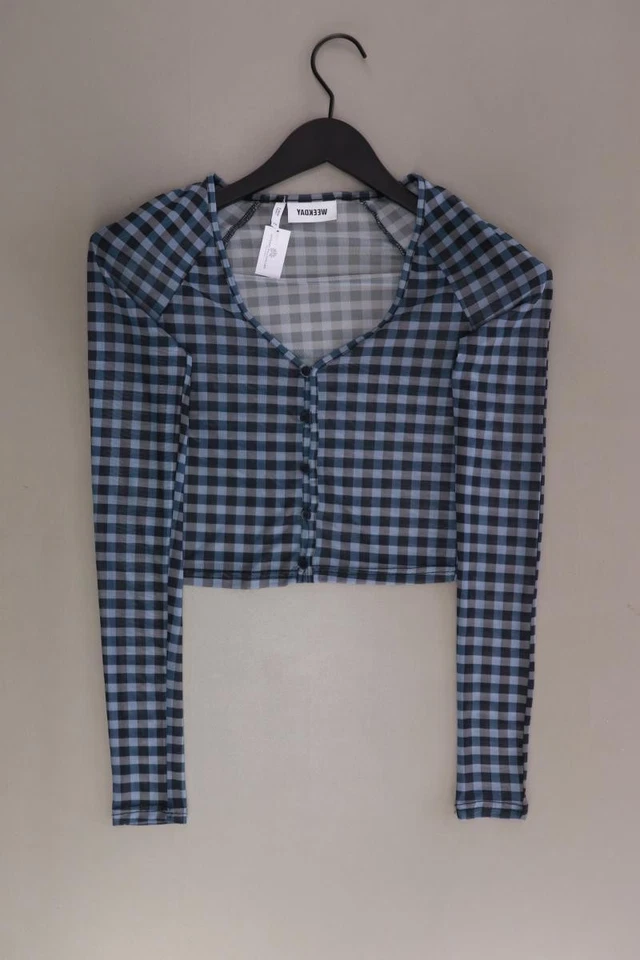 ✅ Weekday Karobluse Regular Bluse für Damen Gr. 32, XS kariert Langarm blau ✅ - Bild 4 von 4