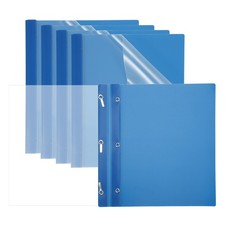 5 Pcs Plastic Report Covers with 3 Metal Prong Fasteners, Blue